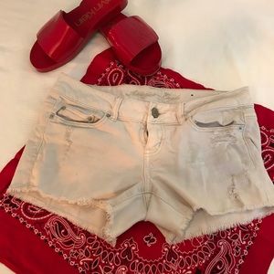 Cream Denim Shorts American Eagle